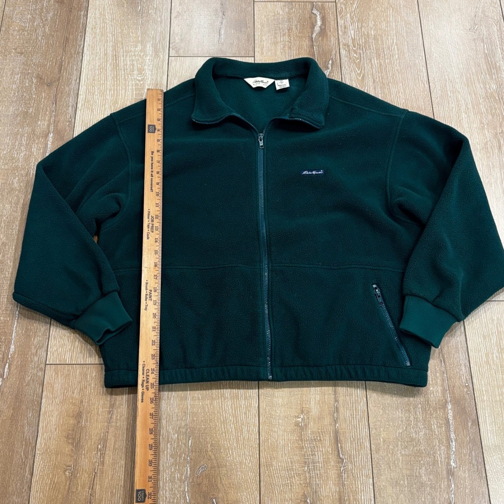 Eddie Bauer Mens Vintage Polartec Fleece Jacket Forest Green Full Zip Large - Picture 7 of 9